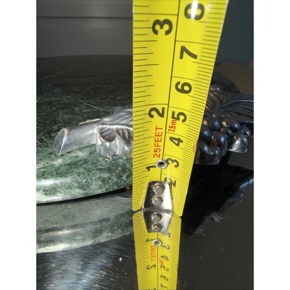 Vtg Godinger Silver Art Green Marble 10” Round Cheese Board Charcuterie Grapes - Picture 5 of 5